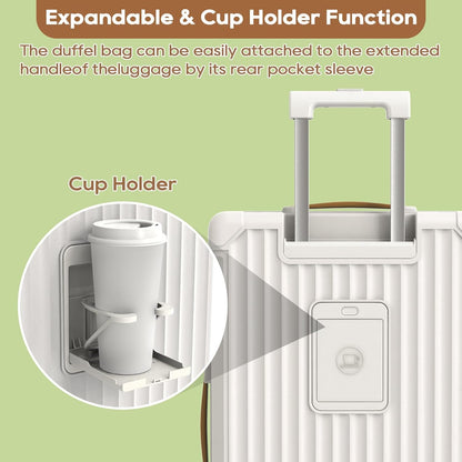 Carry On Luggage, Expandable Suitcase with Smart Cup Holder and USB Port, 20 IN Hardside Checked with TSA Lock Spinner Double Wheels, White