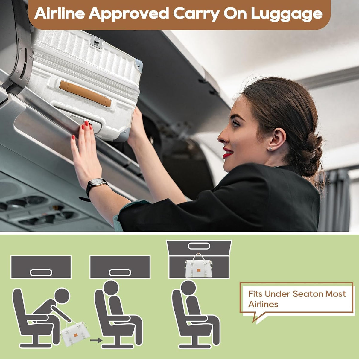 Carry On Luggage, Expandable Suitcase with Smart Cup Holder and USB Port, 20 IN Hardside Checked with TSA Lock Spinner Double Wheels, White