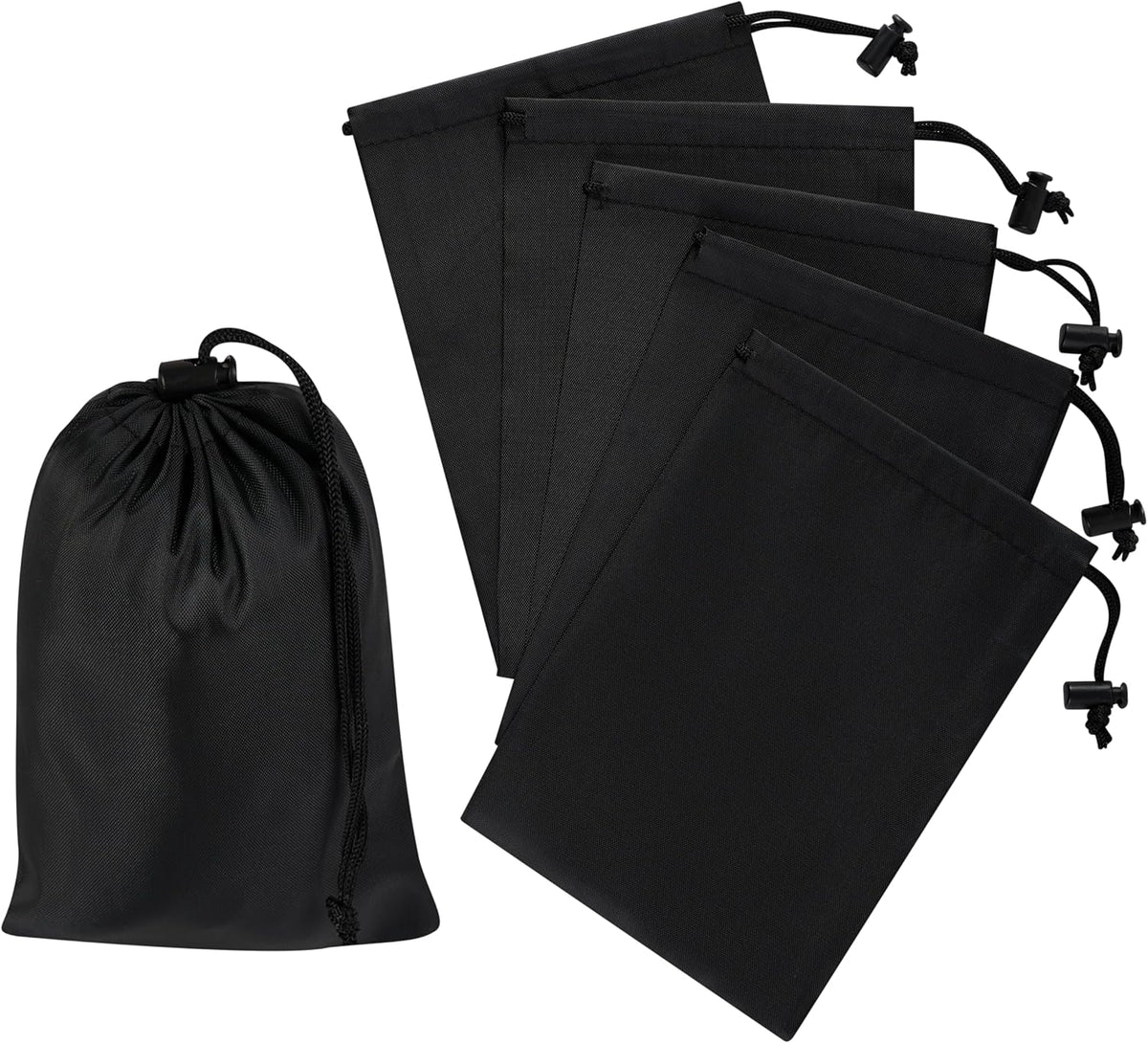 Drawstring Bag with Toggle - Nylon Cinch and Ditty Pouch for Shoes, Pantry, Closet, Travel (Red, 12 x 16 Inch, Set of 6)