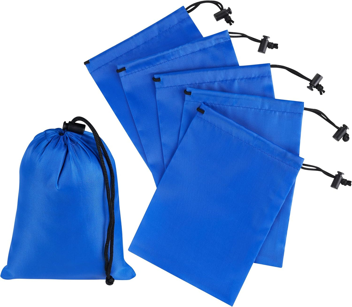 Drawstring Bag with Toggle - Nylon Cinch and Ditty Pouch for Shoes, Pantry, Closet, Travel (Red, 12 x 16 Inch, Set of 6)