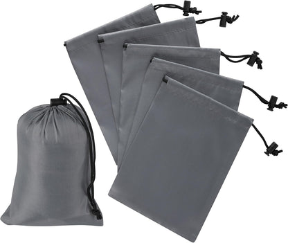 Drawstring Bag with Toggle - Nylon Cinch and Ditty Pouch for Shoes, Pantry, Closet, Travel (Red, 12 x 16 Inch, Set of 6)