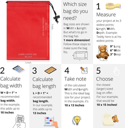 Drawstring Bag with Toggle - Nylon Cinch and Ditty Pouch for Shoes, Pantry, Closet, Travel (Red, 12 x 16 Inch, Set of 6)
