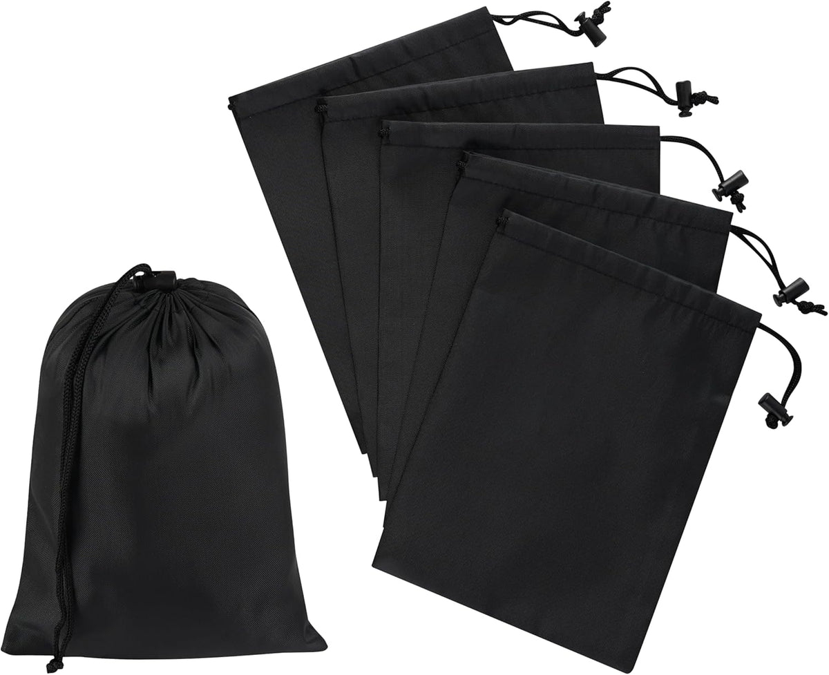 Drawstring Bag with Toggle - Nylon Cinch and Ditty Pouch for Shoes, Pantry, Closet, Travel (Red, 12 x 16 Inch, Set of 6)