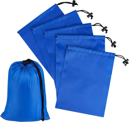 Drawstring Bag with Toggle - Nylon Cinch and Ditty Pouch for Shoes, Pantry, Closet, Travel (Red, 12 x 16 Inch, Set of 6)