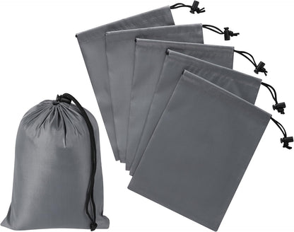Drawstring Bag with Toggle - Nylon Cinch and Ditty Pouch for Shoes, Pantry, Closet, Travel (Red, 12 x 16 Inch, Set of 6)