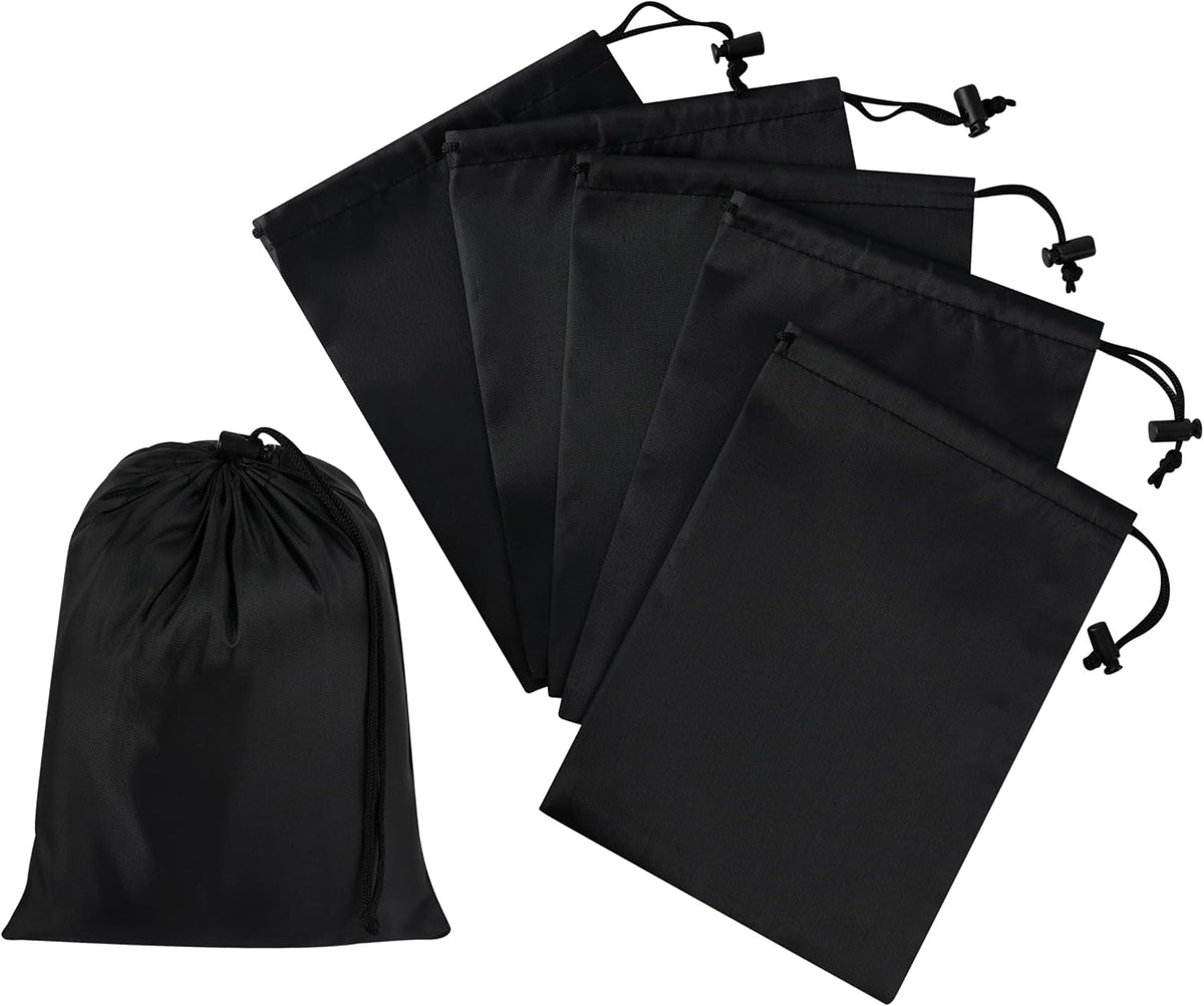 Drawstring Bag with Toggle - Nylon Cinch and Ditty Pouch for Shoes, Pantry, Closet, Travel (Red, 12 x 16 Inch, Set of 6)