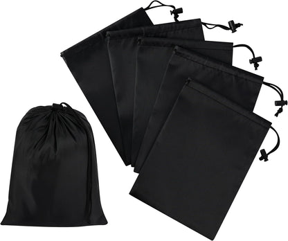 Drawstring Bag with Toggle - Nylon Cinch and Ditty Pouch for Shoes, Pantry, Closet, Travel (Red, 12 x 16 Inch, Set of 6)