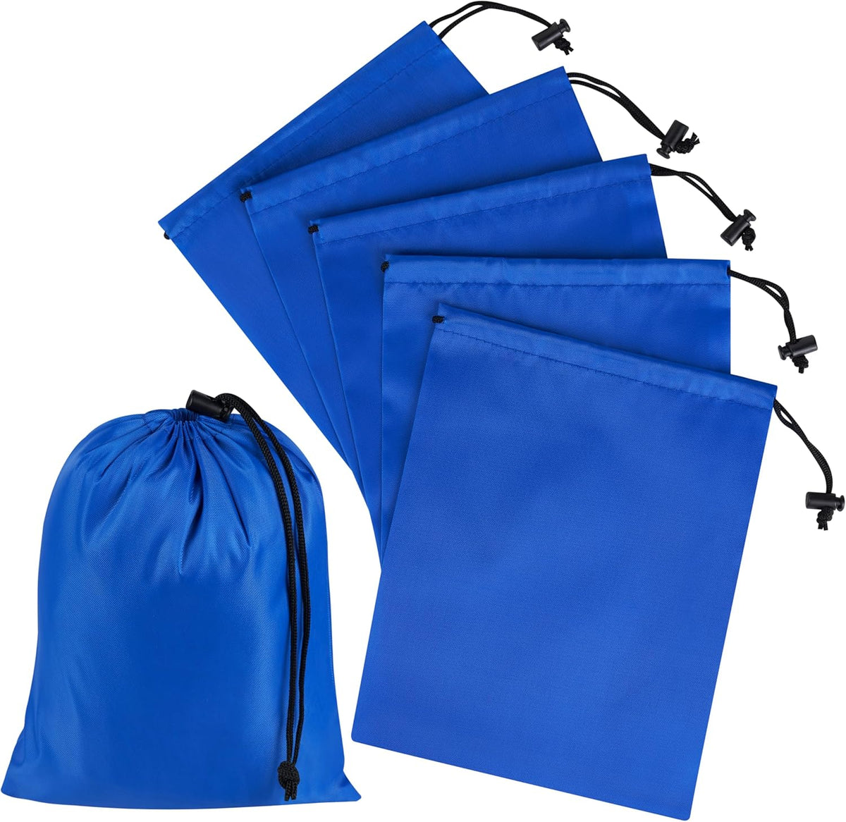 Drawstring Bag with Toggle - Nylon Cinch and Ditty Pouch for Shoes, Pantry, Closet, Travel (Red, 12 x 16 Inch, Set of 6)