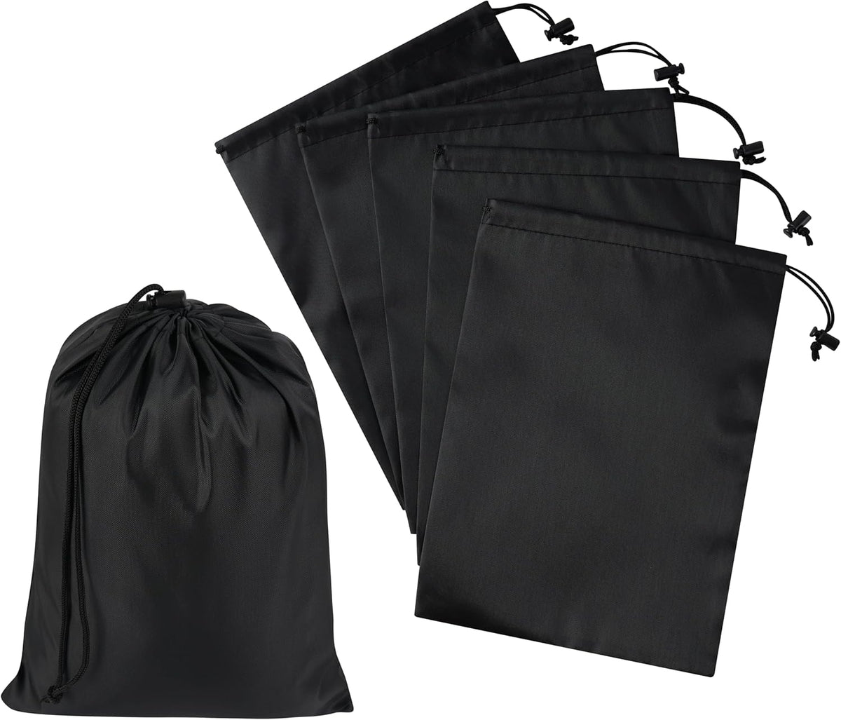 Drawstring Bag with Toggle - Nylon Cinch and Ditty Pouch for Shoes, Pantry, Closet, Travel (Red, 12 x 16 Inch, Set of 6)