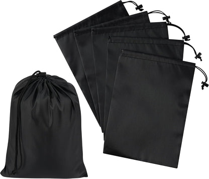 Drawstring Bag with Toggle - Nylon Cinch and Ditty Pouch for Shoes, Pantry, Closet, Travel (Red, 12 x 16 Inch, Set of 6)