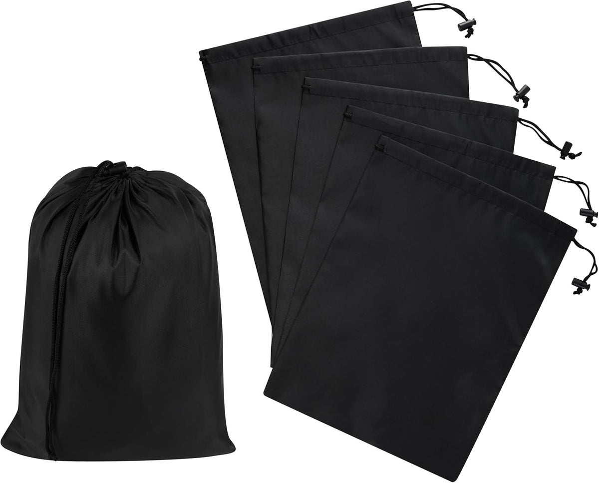 Drawstring Bag with Toggle - Nylon Cinch and Ditty Pouch for Shoes, Pantry, Closet, Travel (Red, 12 x 16 Inch, Set of 6)