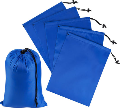 Drawstring Bag with Toggle - Nylon Cinch and Ditty Pouch for Shoes, Pantry, Closet, Travel (Red, 12 x 16 Inch, Set of 6)