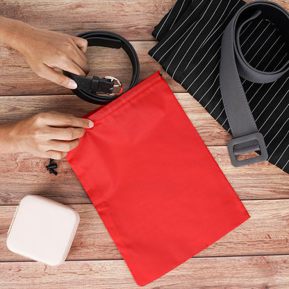 Drawstring Bag with Toggle - Nylon Cinch and Ditty Pouch for Shoes, Pantry, Closet, Travel (Red, 12 x 16 Inch, Set of 6)