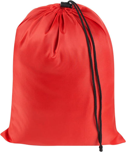 Drawstring Bag with Toggle - Nylon Cinch and Ditty Pouch for Shoes, Pantry, Closet, Travel (Red, 12 x 16 Inch, Set of 6)