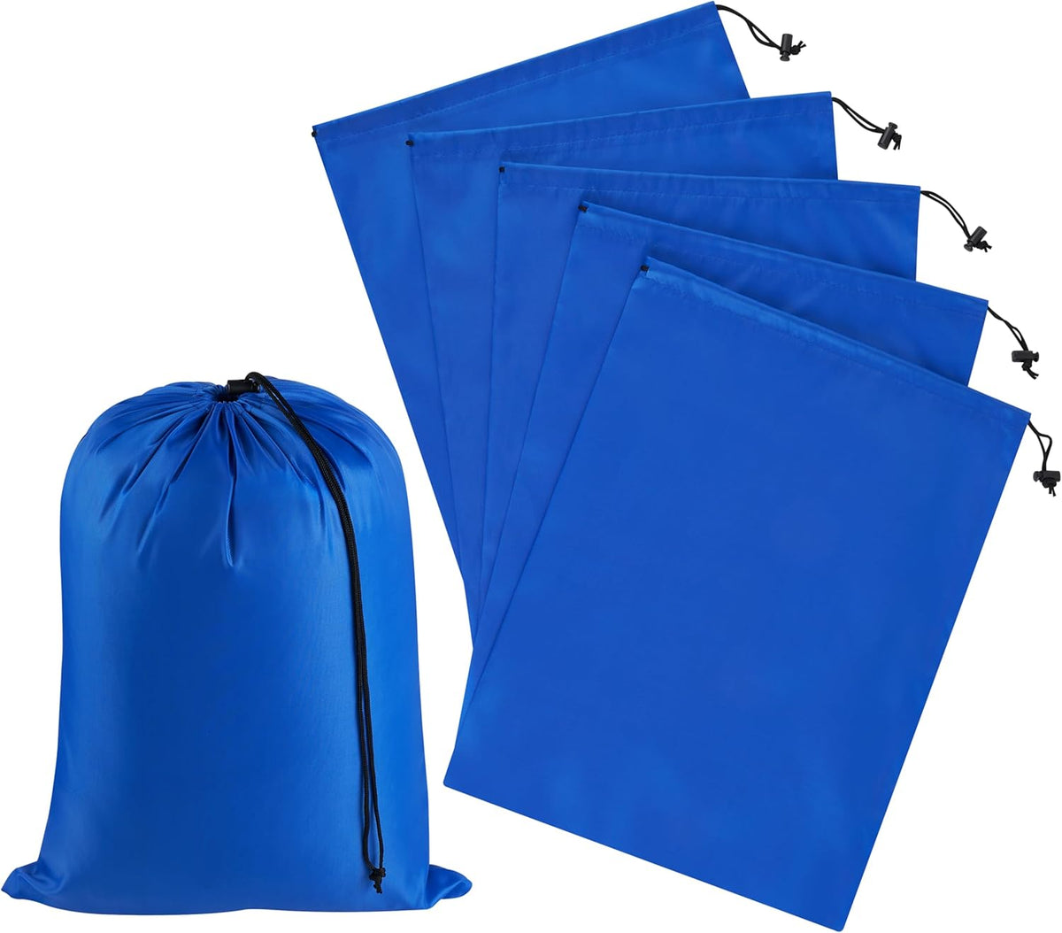 Drawstring Bag with Toggle - Nylon Cinch and Ditty Pouch for Shoes, Pantry, Closet, Travel (Red, 12 x 16 Inch, Set of 6)