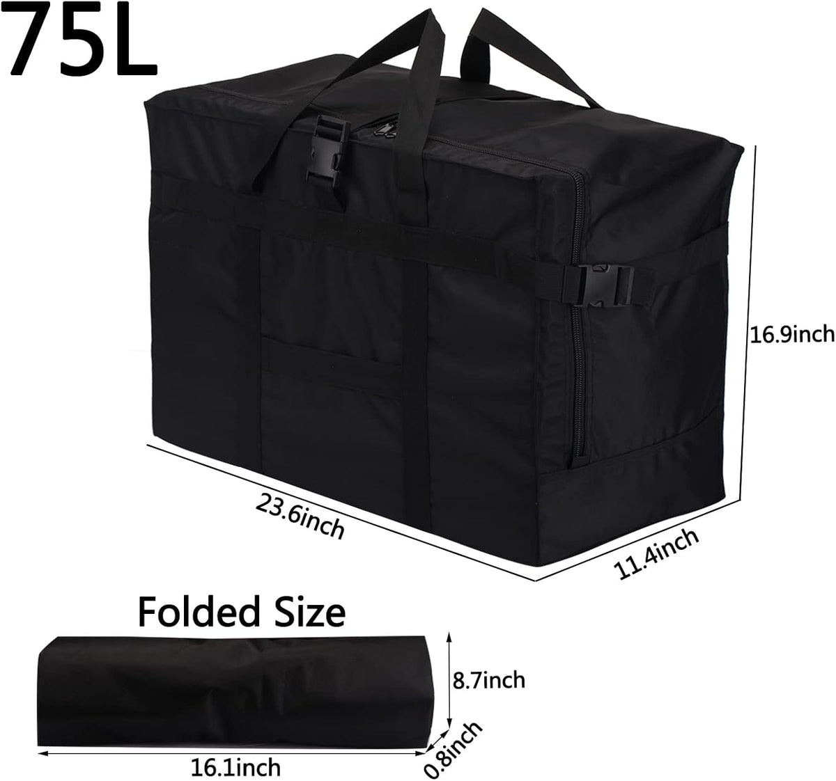 Carry on Travel Duffle Bag,Foldable Heavy Duty Overnight Bag,Larger Size Tear Resistant Water Resistant Packable Luggage for Weekender/Vacation/Camping/Beach/Tent