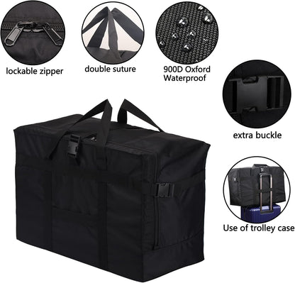 Carry on Travel Duffle Bag,Foldable Heavy Duty Overnight Bag,Larger Size Tear Resistant Water Resistant Packable Luggage for Weekender/Vacation/Camping/Beach/Tent