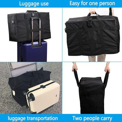 Carry on Travel Duffle Bag,Foldable Heavy Duty Overnight Bag,Larger Size Tear Resistant Water Resistant Packable Luggage for Weekender/Vacation/Camping/Beach/Tent