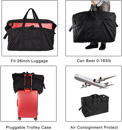 Carry on Travel Duffle Bag,Foldable Heavy Duty Overnight Bag,Larger Size Tear Resistant Water Resistant Packable Luggage for Weekender/Vacation/Camping/Beach/Tent