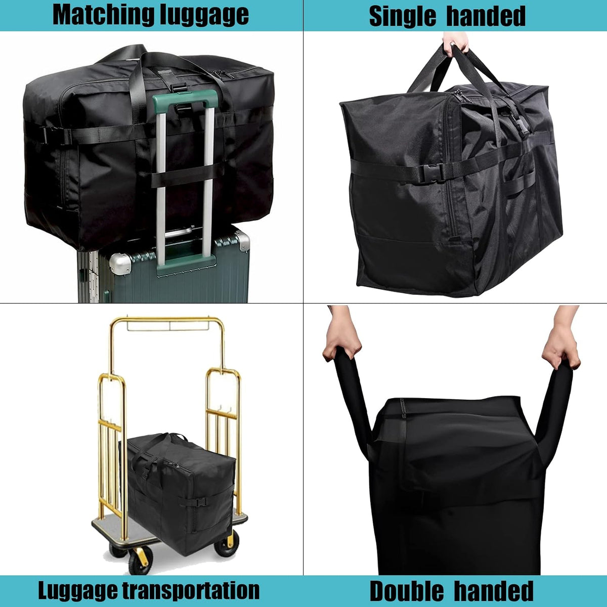 Carry on Travel Duffle Bag,Foldable Heavy Duty Overnight Bag,Larger Size Tear Resistant Water Resistant Packable Luggage for Weekender/Vacation/Camping/Beach/Tent