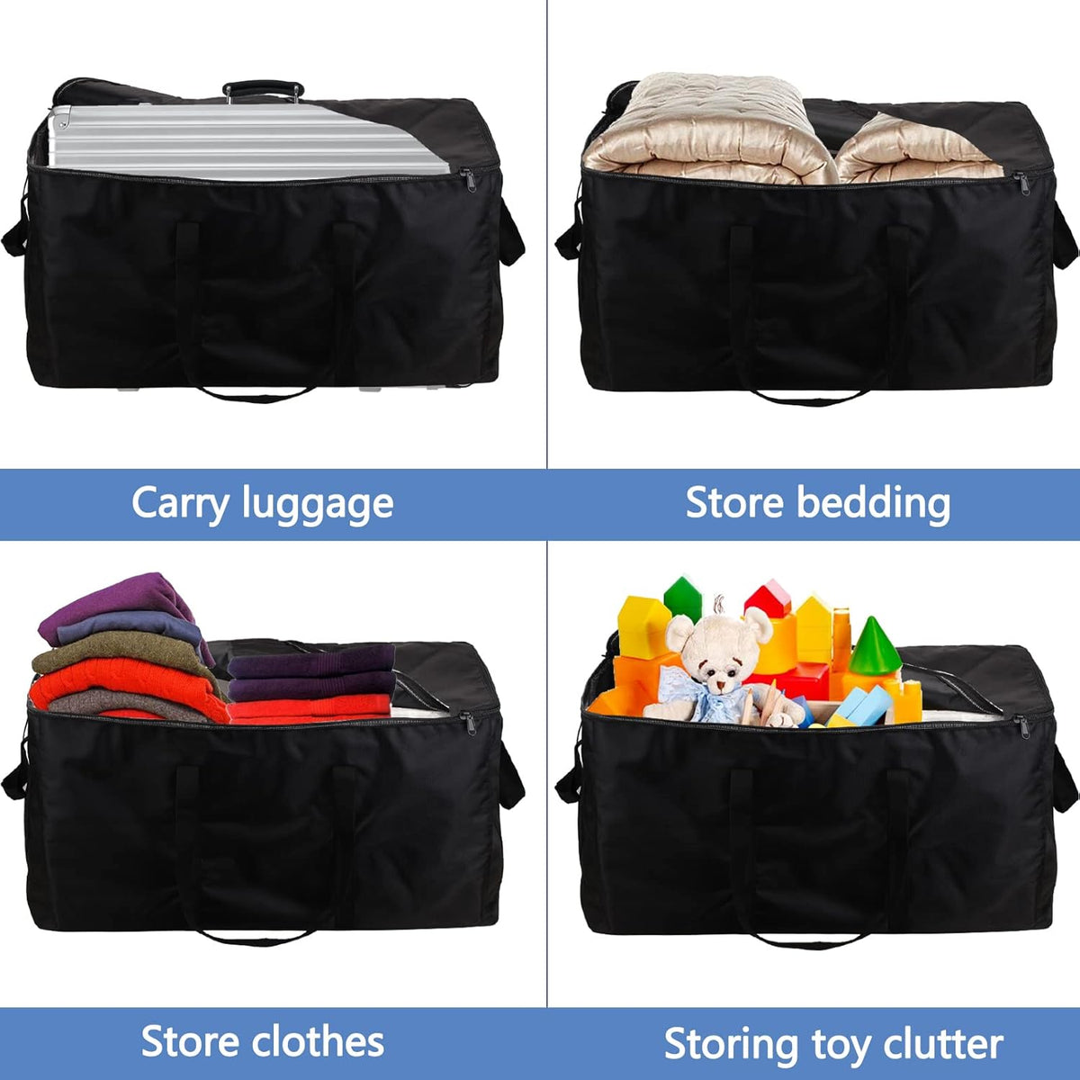 Carry on Travel Duffle Bag,Foldable Heavy Duty Overnight Bag,Larger Size Tear Resistant Water Resistant Packable Luggage for Weekender/Vacation/Camping/Beach/Tent