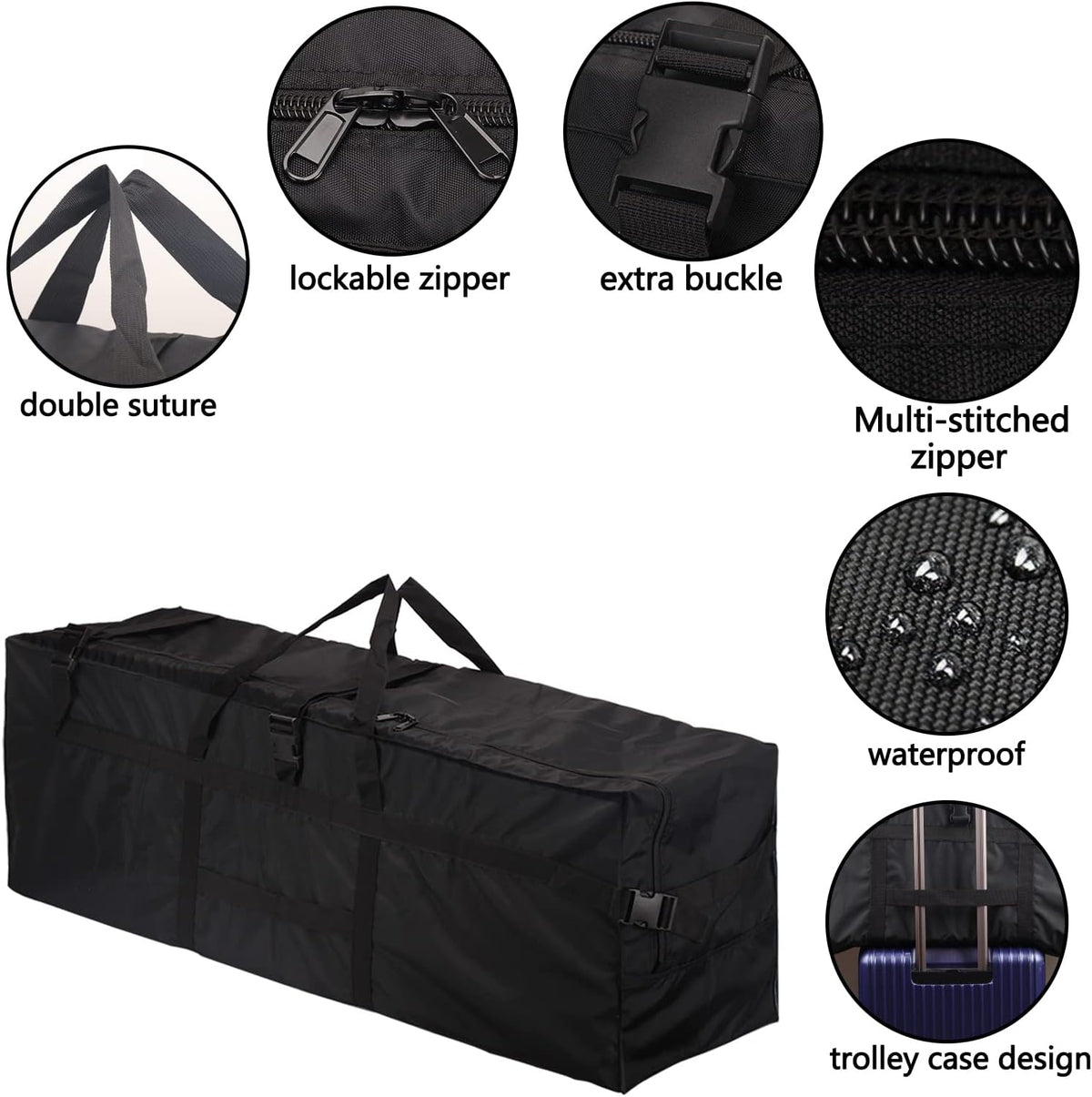 Carry on Travel Duffle Bag,Foldable Heavy Duty Overnight Bag,Larger Size Tear Resistant Water Resistant Packable Luggage for Weekender/Vacation/Camping/Beach/Tent