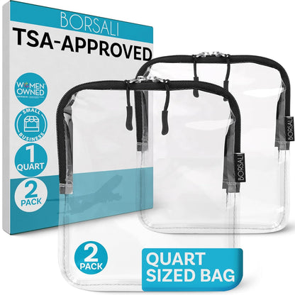 TSA Approved Toiletry Bag, Clear, Quart Size, Taupe | 3-1-1 Liquids for Carry On Travel, Toiletries Organizer, Cosmetic Pouch with Zipper, Travel Accessories