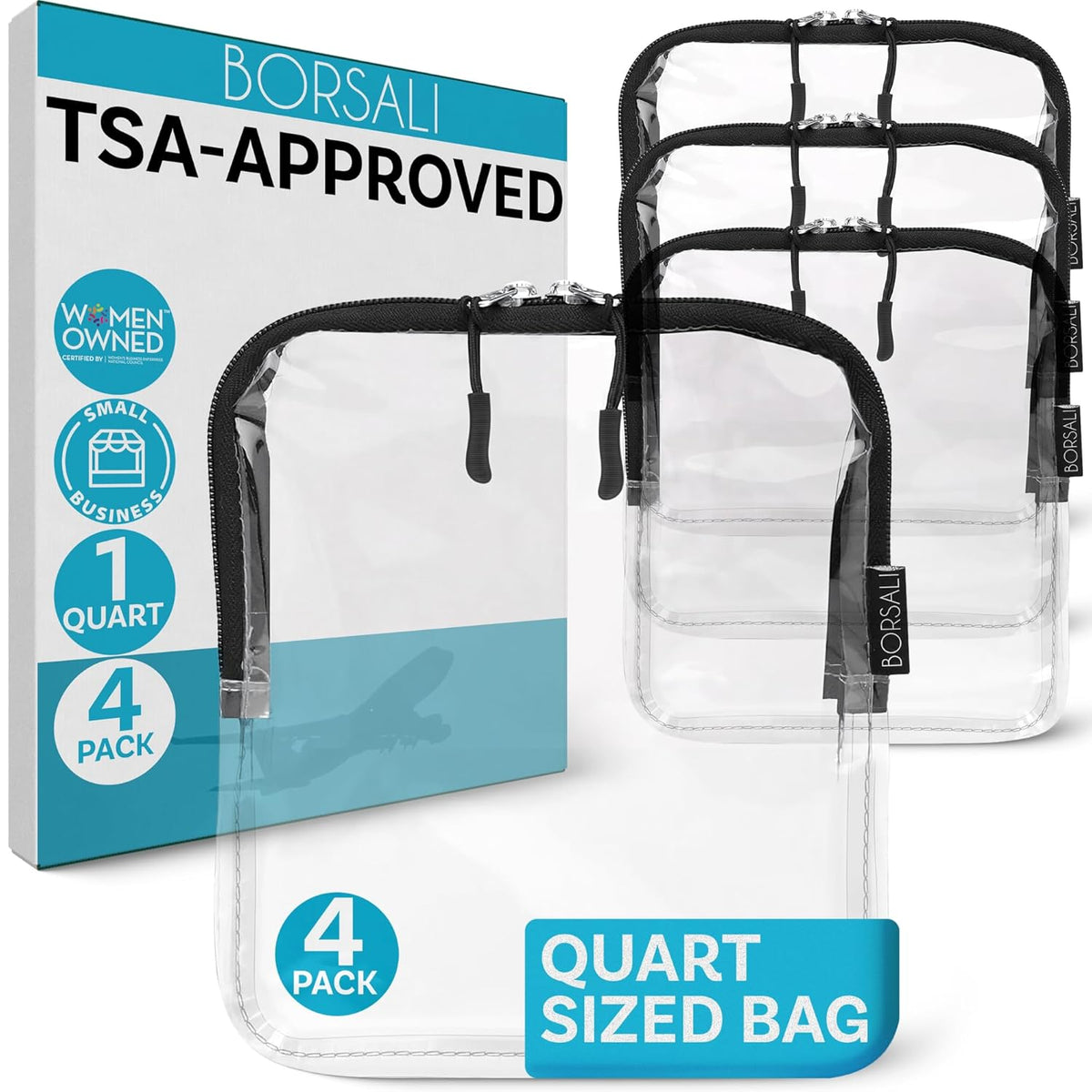TSA Approved Toiletry Bag, Clear, Quart Size, Taupe | 3-1-1 Liquids for Carry On Travel, Toiletries Organizer, Cosmetic Pouch with Zipper, Travel Accessories
