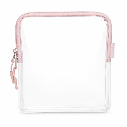 TSA Approved Toiletry Bag, Clear, Quart Size, Taupe | 3-1-1 Liquids for Carry On Travel, Toiletries Organizer, Cosmetic Pouch with Zipper, Travel Accessories