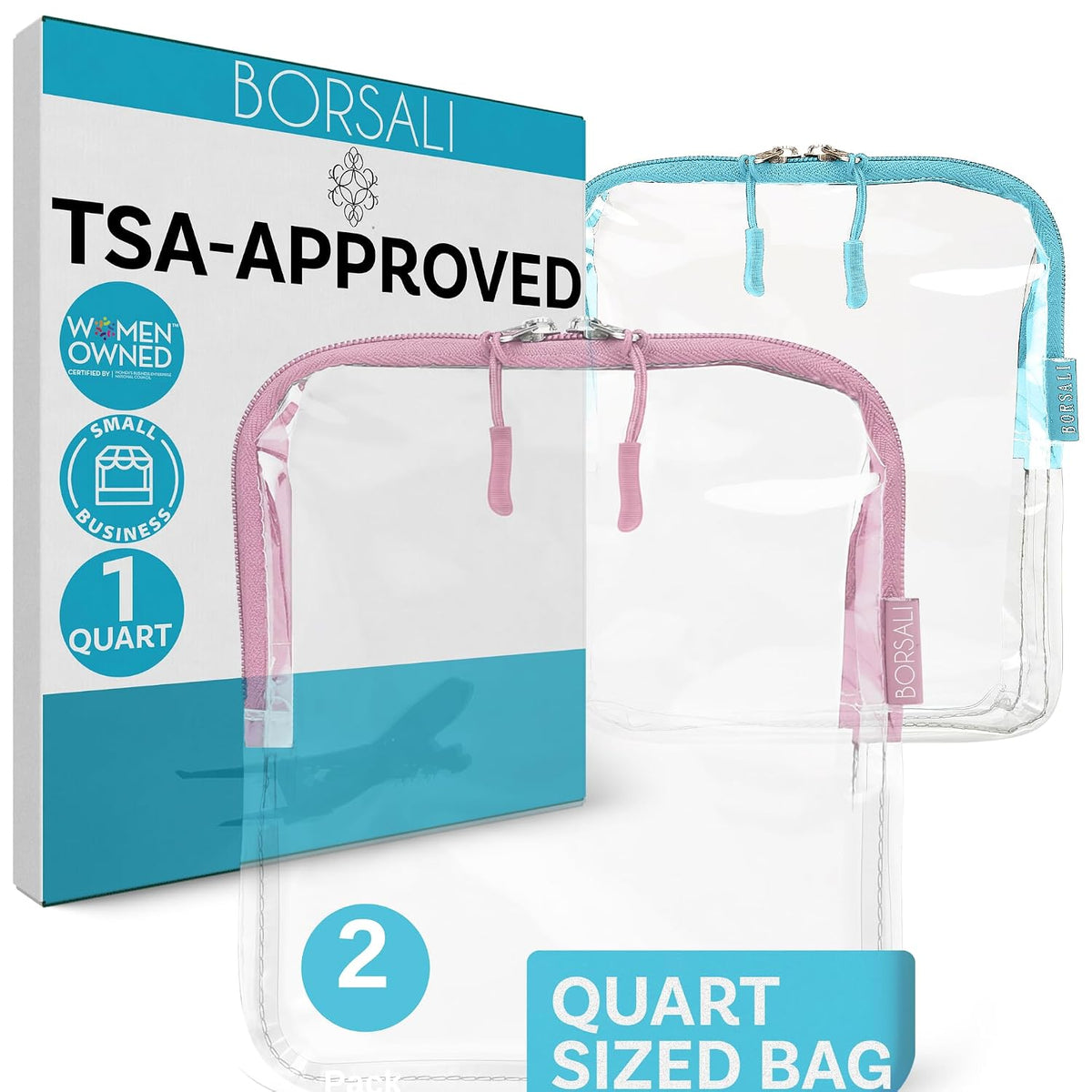 TSA Approved Toiletry Bag, Clear, Quart Size, Taupe | 3-1-1 Liquids for Carry On Travel, Toiletries Organizer, Cosmetic Pouch with Zipper, Travel Accessories