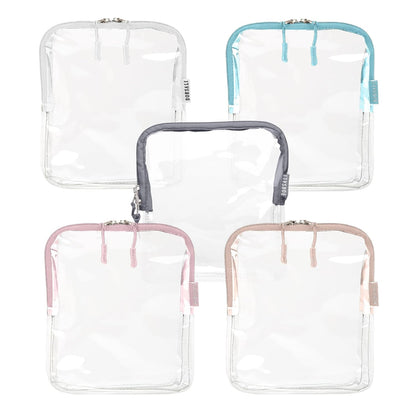 TSA Approved Toiletry Bag, Clear, Quart Size, Taupe | 3-1-1 Liquids for Carry On Travel, Toiletries Organizer, Cosmetic Pouch with Zipper, Travel Accessories
