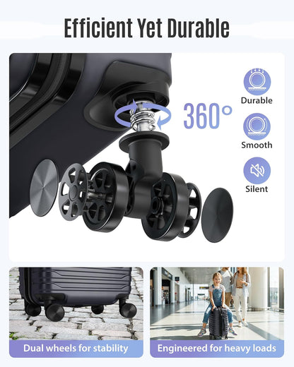 Expandable Carry On Luggage 22x14x9 Airline Approved with Double Spinner Wheels, 20 Inch Lightweight Hard Shell Rolling Suitcases with TSA Lock, Blue
