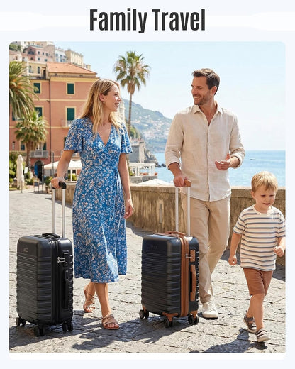 Expandable Carry On Luggage 22x14x9 Airline Approved with Double Spinner Wheels, 20 Inch Lightweight Hard Shell Rolling Suitcases with TSA Lock, Blue