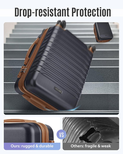 Expandable Carry On Luggage 22x14x9 Airline Approved with Double Spinner Wheels, 20 Inch Lightweight Hard Shell Rolling Suitcases with TSA Lock, Blue