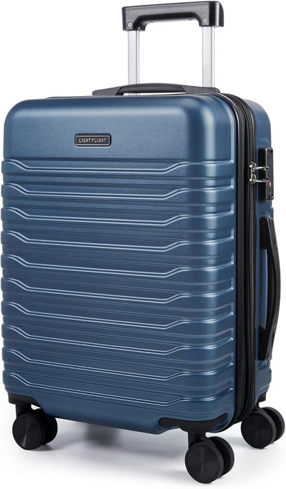 Expandable Carry On Luggage 22x14x9 Airline Approved with Double Spinner Wheels, 20 Inch Lightweight Hard Shell Rolling Suitcases with TSA Lock, Blue