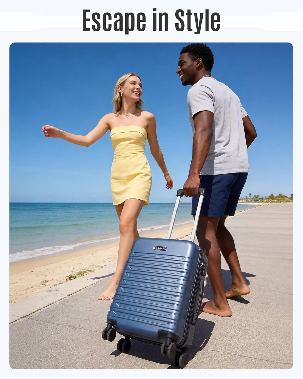 Expandable Carry On Luggage 22x14x9 Airline Approved with Double Spinner Wheels, 20 Inch Lightweight Hard Shell Rolling Suitcases with TSA Lock, Blue