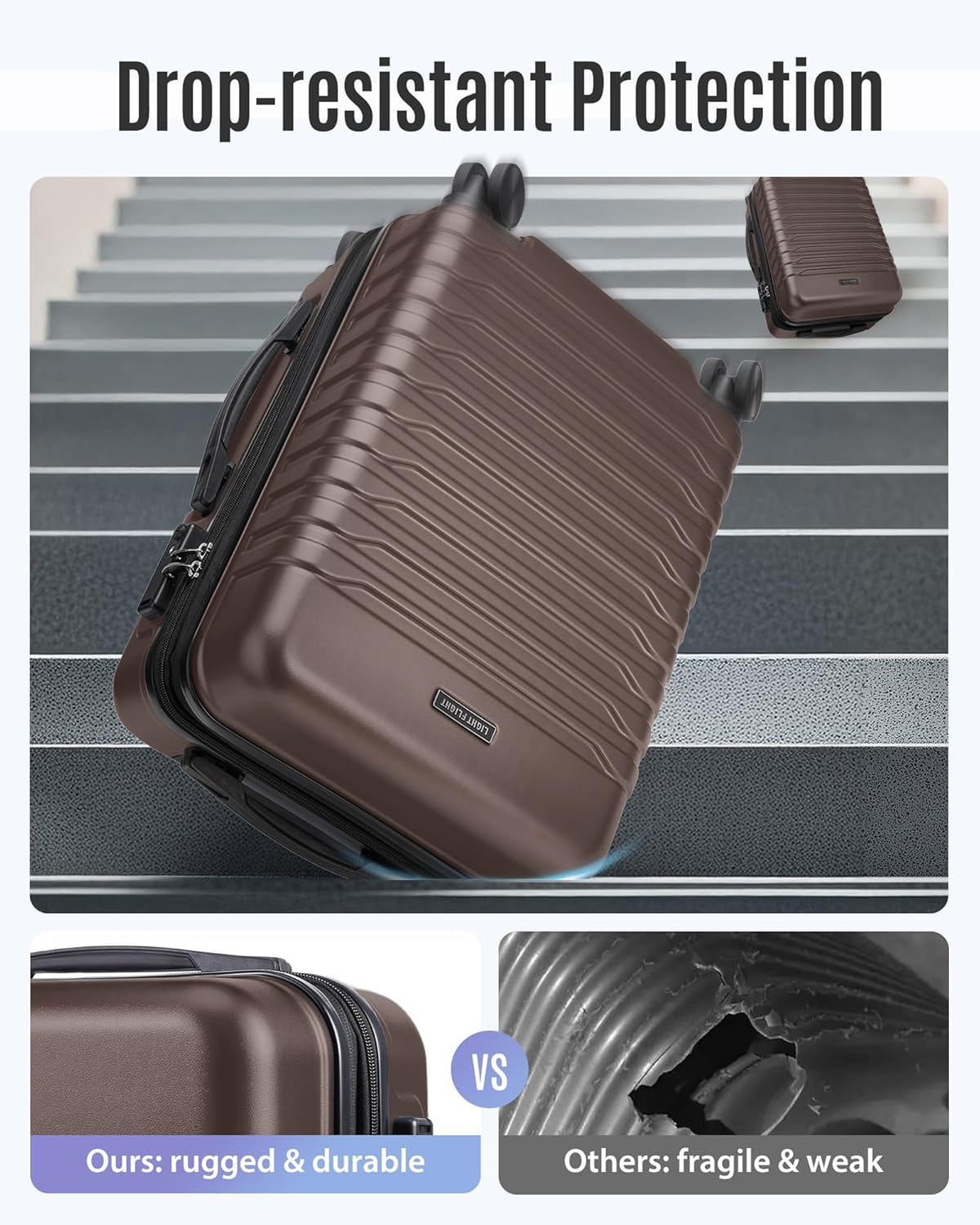 Expandable Carry On Luggage 22x14x9 Airline Approved with Double Spinner Wheels, 20 Inch Lightweight Hard Shell Rolling Suitcases with TSA Lock, Blue