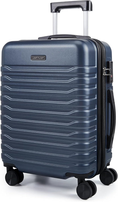 Expandable Carry On Luggage 22x14x9 Airline Approved with Double Spinner Wheels, 20 Inch Lightweight Hard Shell Rolling Suitcases with TSA Lock, Blue