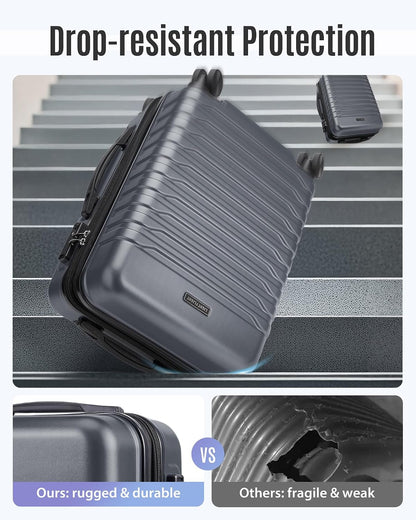 Expandable Carry On Luggage 22x14x9 Airline Approved with Double Spinner Wheels, 20 Inch Lightweight Hard Shell Rolling Suitcases with TSA Lock, Blue