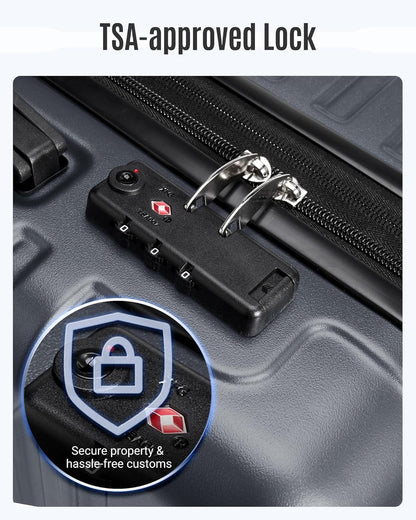 Expandable Carry On Luggage 22x14x9 Airline Approved with Double Spinner Wheels, 20 Inch Lightweight Hard Shell Rolling Suitcases with TSA Lock, Blue