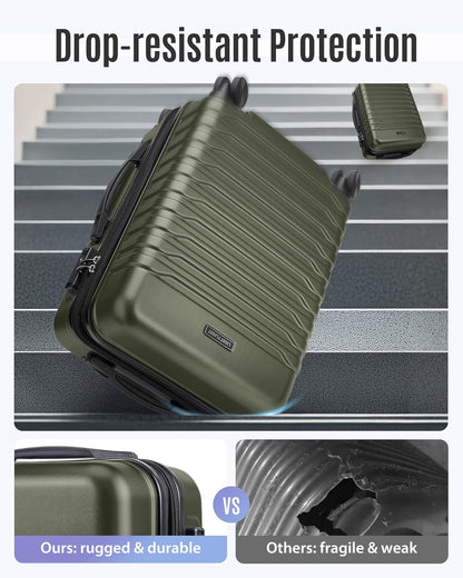 Expandable Carry On Luggage 22x14x9 Airline Approved with Double Spinner Wheels, 20 Inch Lightweight Hard Shell Rolling Suitcases with TSA Lock, Blue