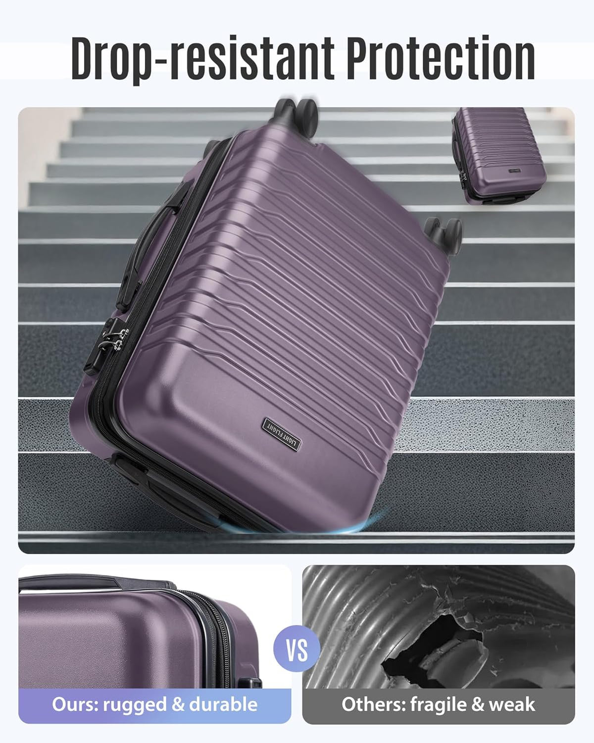 Expandable Carry On Luggage 22x14x9 Airline Approved with Double Spinner Wheels, 20 Inch Lightweight Hard Shell Rolling Suitcases with TSA Lock, Blue