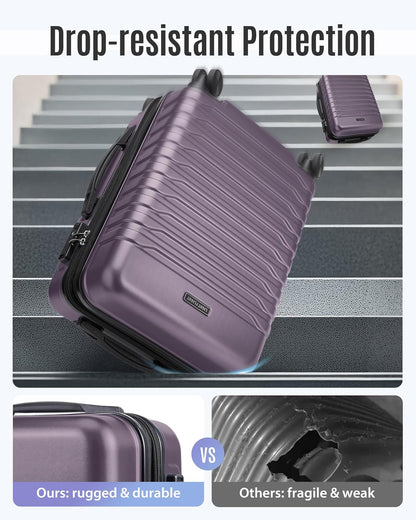 Expandable Carry On Luggage 22x14x9 Airline Approved with Double Spinner Wheels, 20 Inch Lightweight Hard Shell Rolling Suitcases with TSA Lock, Blue