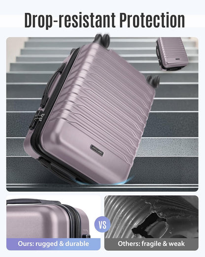 Expandable Carry On Luggage 22x14x9 Airline Approved with Double Spinner Wheels, 20 Inch Lightweight Hard Shell Rolling Suitcases with TSA Lock, Blue
