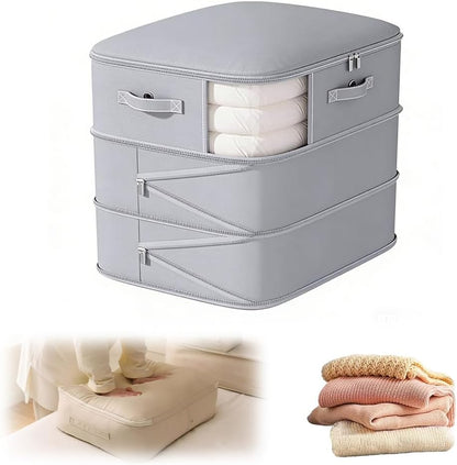 Ultra Space Saving Self Compression Organizer, 2026 New Space Saving Self Compression Organizer Space Bags, Heavy Duty Moving Bags for Comforters, Clothes, Blankets (Gray, Large)