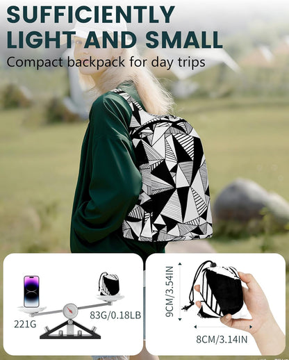 Pocket-Sized Hiking Daypack, Fashion patterns Lightweight 2.8oz, Water resistant Backpack for Women Men Camping (Blue&Green swirl)