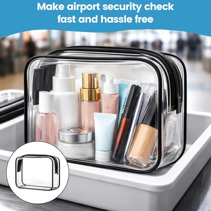 3 Pack Clear TSA Approved Toiletry Bag, Water Resistant Makeup Organizer