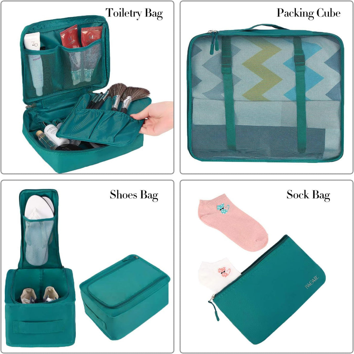 Packing Cubes Luggage Packing Organizers for Travel Accessories-Jet Black