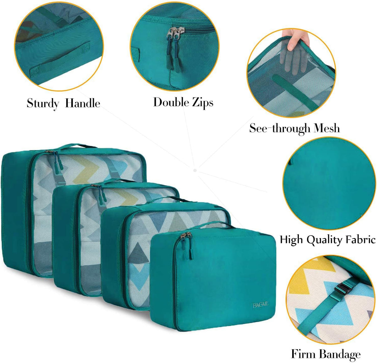Packing Cubes Luggage Packing Organizers for Travel Accessories-Jet Black