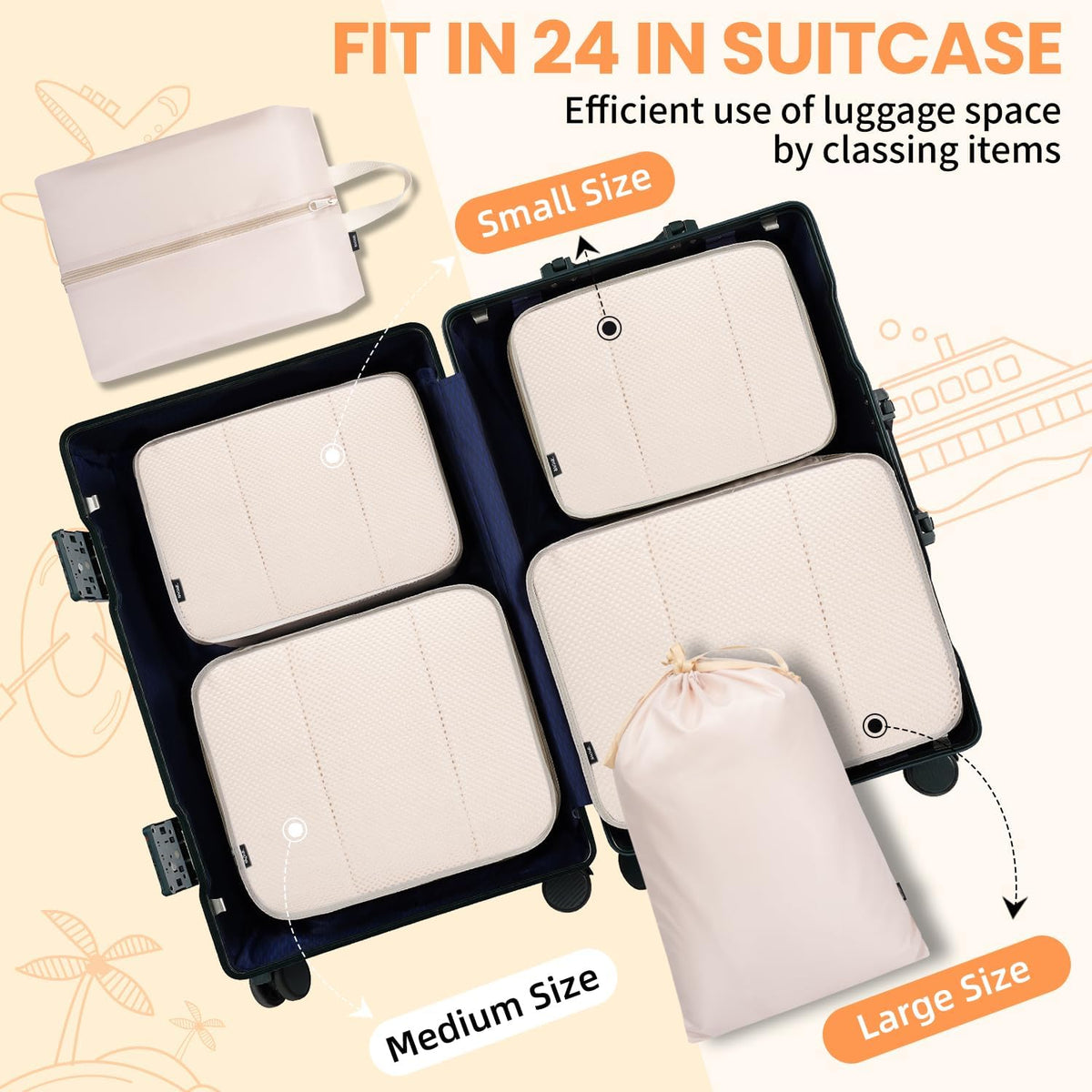 Packing Cubes Luggage Packing Organizers for Travel Accessories-Jet Black